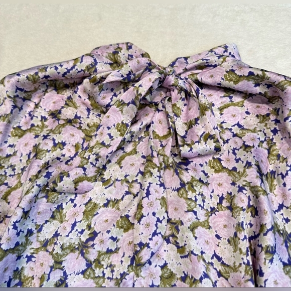 (SOLD) ZARA Satin Effect Mock Neck Longsleeve Dress XL, Purple/Green - Picture 11 of 12